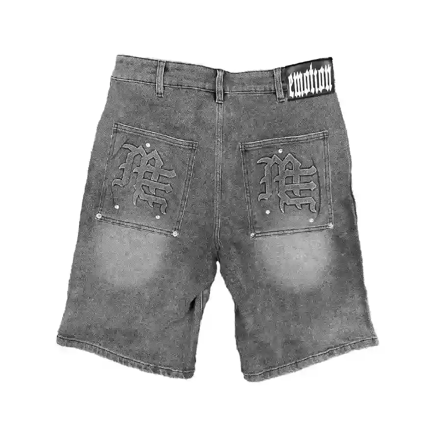 _'Paisley' Denim Grey Shorts2.webp