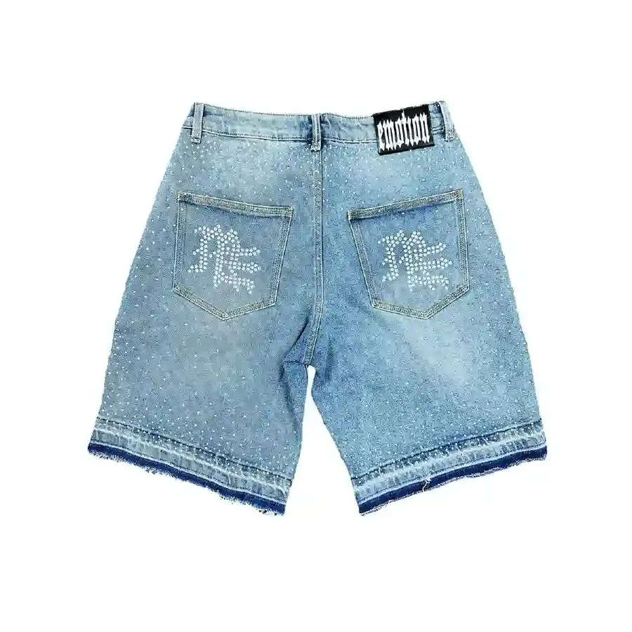 'ME' Rhinestone Denim Shorts2.webp