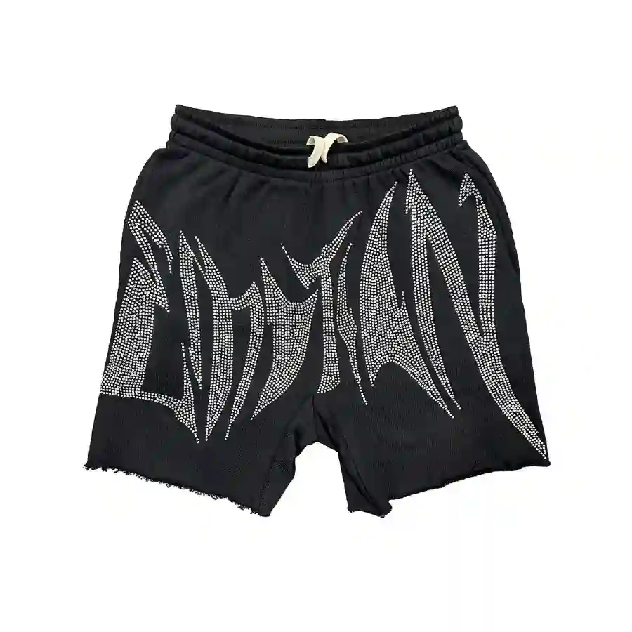 Black 'Wild' Rhinestone Shorts (S)